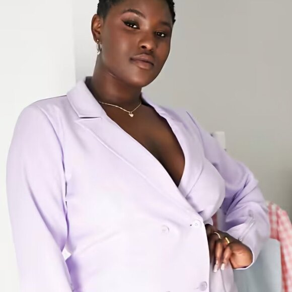 NWT SAINT GENIES LILAC Office OccassionTrench Coat Blazer Zipper Cuff Dress 28 - Picture 3 of 10